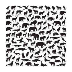 Mega Wildlife Silhouette Vector Set – 100 Land, Air & Sea Animal Icons Collection