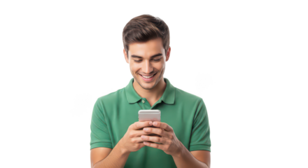 Happy Man Using Smartphone