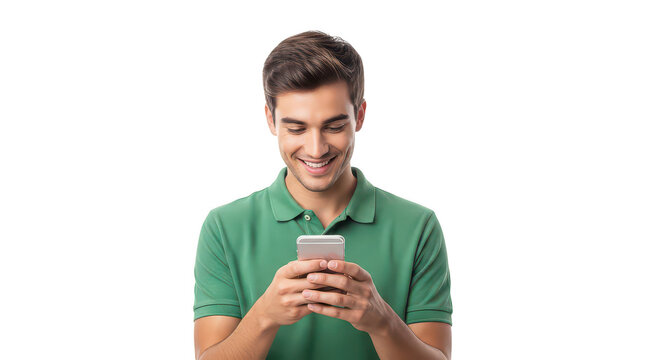 Happy Man Using Smartphone