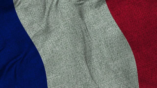 France flag close-up seamless loop animation. 4K