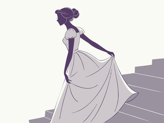 Elegant Female Silhouette in Backlight – Graceful Minimalist Woman Outline Vector – Fashion, Beauty, and Feminine Art Style for Modern Design