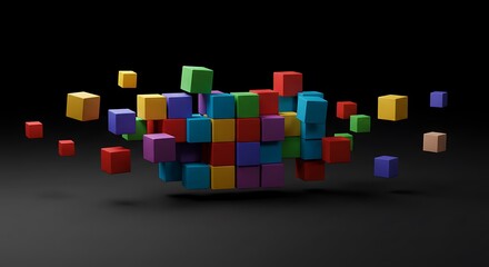 Vibrant Cubes: Exploding Color & Depth in 3D Render