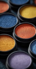 Close-up of colorful eyeshadow palettes