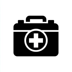 Obraz premium Simple black medical first-aid kit icon