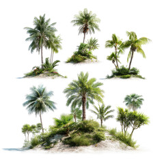 Obraz premium Tropical island scene with multiple palm trees
