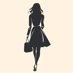 Elegant silhouette of a confident woman in motion - ideal for fashion decals