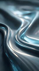 Abstract close-up of flowing, reflective, metallic material