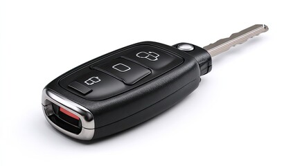 Modern black car key fob, isolated