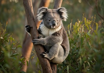 Fototapeta premium Koala's Golden Hour Embrace: Australian Wildlife Photography