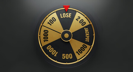 Lucky spin wheel game prize jackpot lose fortune chance gambling casino risk reward entertainment concept 3d