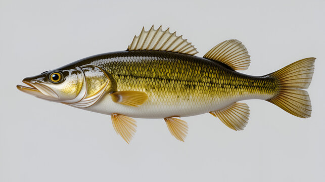 a high quality stock photograph of a single walleye sauger fish isolated on transparent background