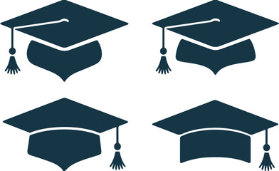 Graduation Cap Icon Vector &ndash; Elegant Academic Hat Illustration for Education, Achievement, and Ceremony Concepts