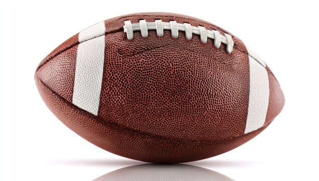 Brown American football on white background