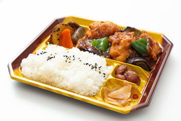 唐揚げ入り弁当　白バック
