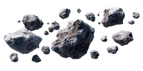 Scattered gray rocks, asteroid field