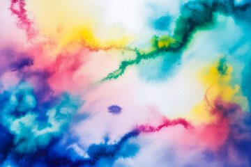 Fototapeta premium Vibrant watercolor splashes and blends abstract colorful
