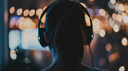 Woman listening with headphones