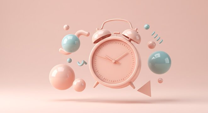 Pastel Dreams: 3D Rendered Clock & Abstract Forms