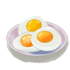 fried egg on a plate white background 