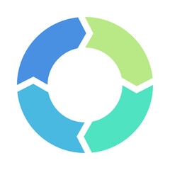 循環型プロセスを示す円形チャート図形4　カラー　サイクル図　循環矢印