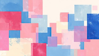Abstract composition of overlapping rectangles in pastel shades