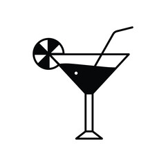martini glyph outline icon with white background vector stock illustration