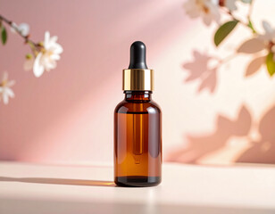 Naklejka premium Amber Dropper Bottle with Soft Gradient
