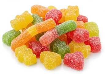 Colorful assortment of sour gummy candies