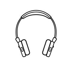 Fototapeta premium Minimalist black and white headphones illustration on white background, audio concept