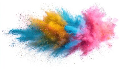 Colorful powder explosion against white background