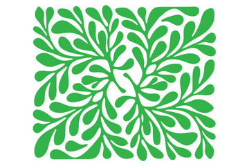 Fototapeta premium Abstract pattern shows green foliage with various branches growing in square formation on white