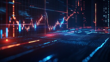 Abstract visualization of stock market data trends and financial analysis charts.