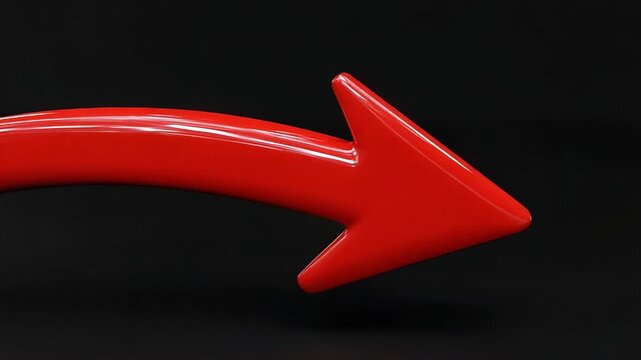 Red arrow pointing right on black background representing change of direction