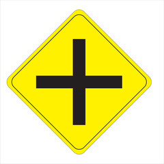 Yellow Crossroad Intersection Traffic Sign