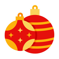 Obraz premium Two festive red and yellow christmas ornaments