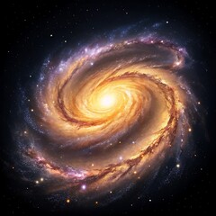 Fototapeta premium Vibrant spiral galaxy with glowing center and starry background