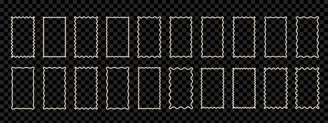 Scallop stories frames set. Trendy borders with zigzag wavy edges.