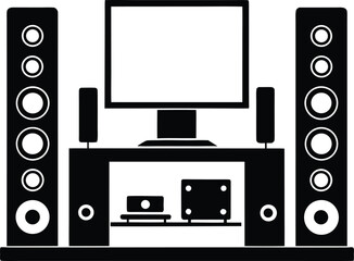 Home theater system setup silhouette