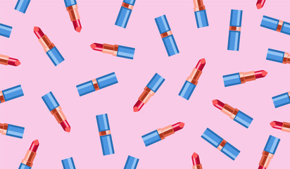 Obraz premium Cute lipstick pattern background vector design