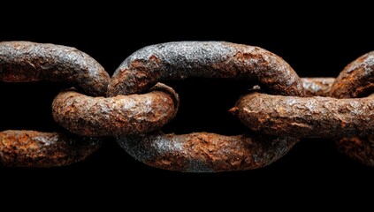 Fototapeta premium Close-up rusty chain links on black background