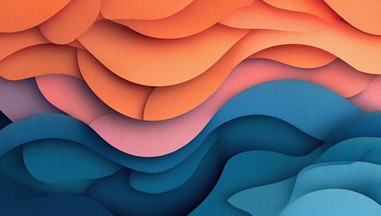 Abstract layered wavy design in soft, muted colors