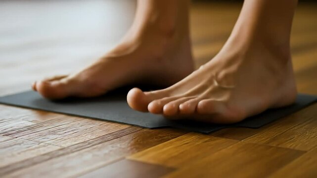 Foot flexing on mat slow motion