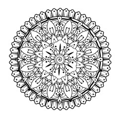 Mehndi flower pattern for Henna drawing and tattoo. Decoration in ethnic oriental  Indian style. Doodle ornament. Outline hand draw vector illustration.