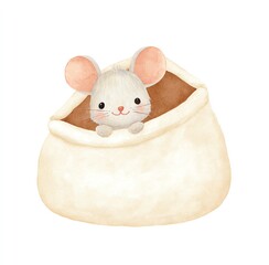 Cute Mouse Hiding in a Bag