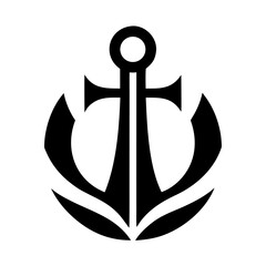A geometric anchor icon in minimalist outline style, symbolizing strength and stability at sea. © Svetlana