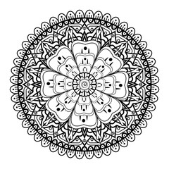 Mehndi flower pattern for Henna drawing and tattoo. Decoration in ethnic oriental  Indian style. Doodle ornament. Outline hand draw vector illustration.