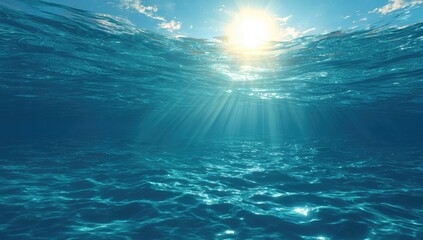 Obraz premium Sunbeams pierce turquoise ocean depths