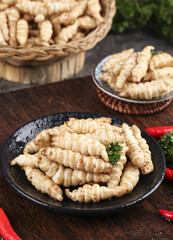 Savoring deep bottom jade pearl vegetable patch freshly cooked meal with pagodas and vibrant spices