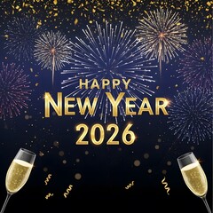 Golden Fireworks and Champagne Toast Celebrate Happy New Year 20