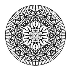 Mehndi flower pattern for Henna drawing and tattoo. Decoration in ethnic oriental  Indian style. Doodle ornament. Outline hand draw vector illustration.